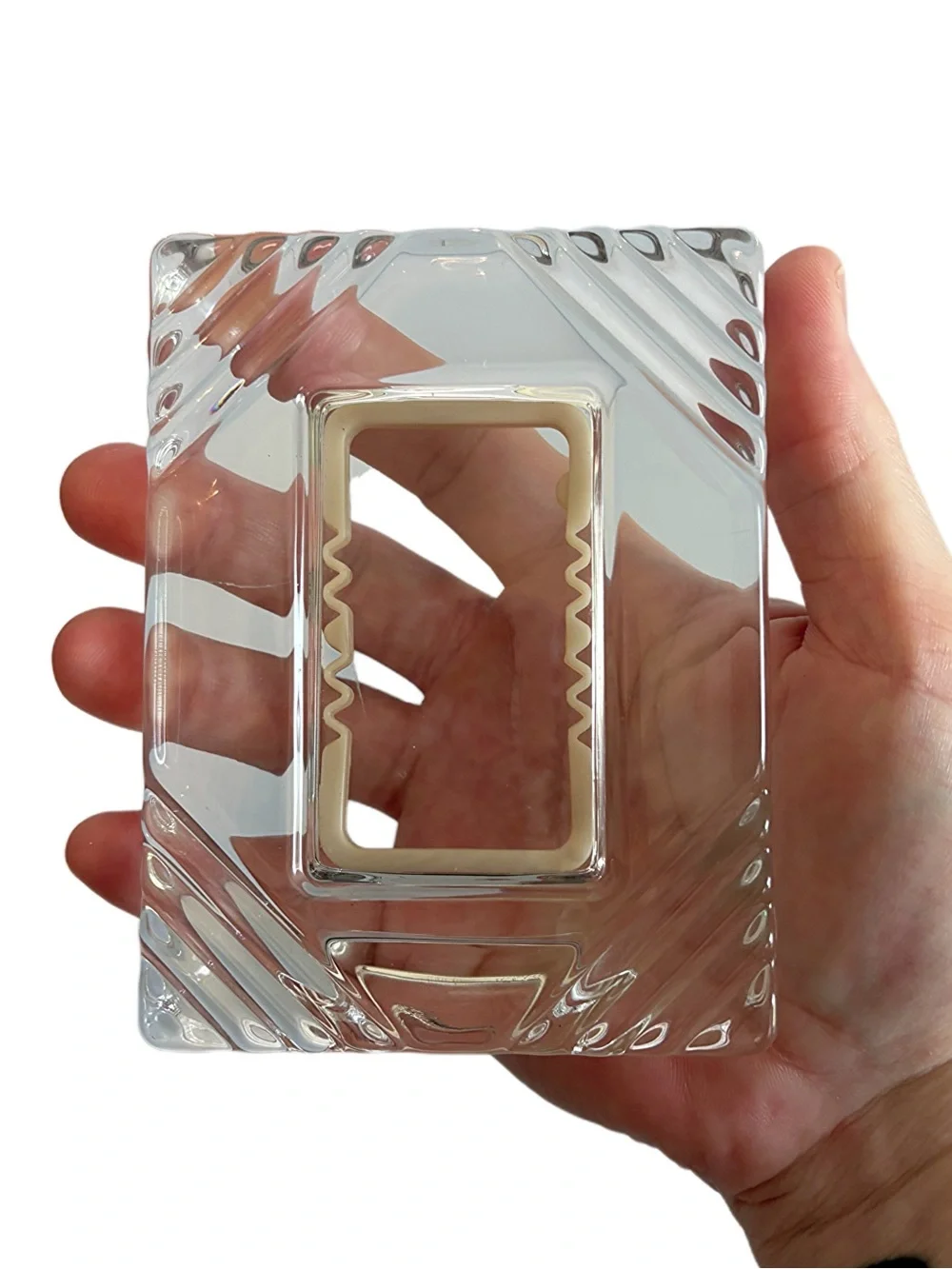 Vintage Clear Glass Decorative Picture Frame - Transparent Art Deco